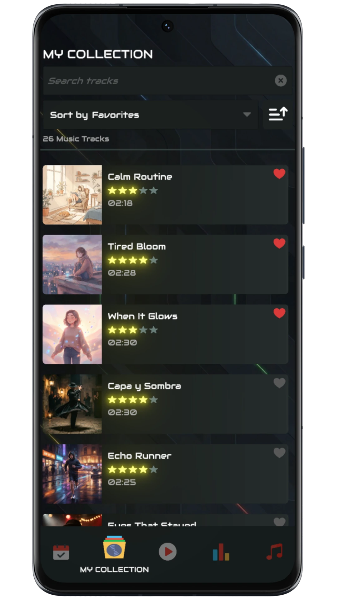 Luminex Run player music collection screenshot